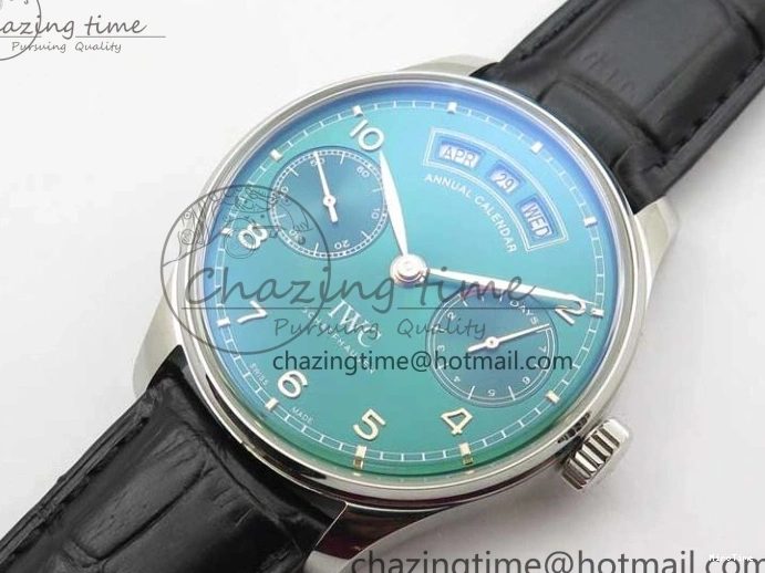 MIROTIME 0212 Portuguese Real PR Real Annual Calendar IW503510 ZF 1:1 Best Edition Green Dial on Black Leather Strap A QuickDry 7097